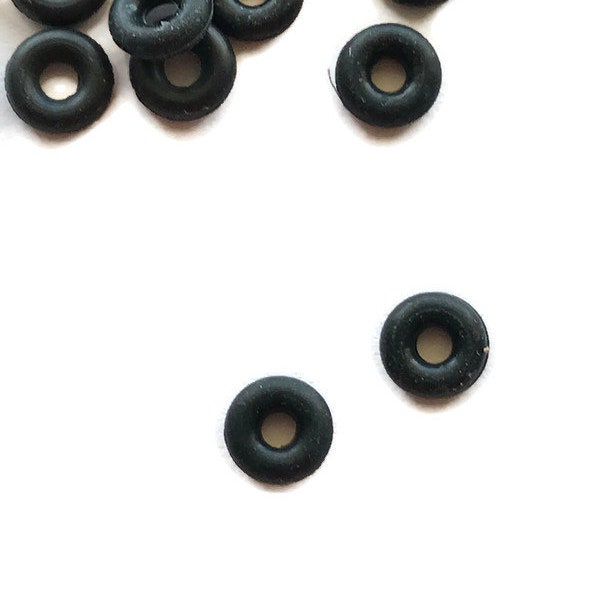 30 -black rubber O ring bead insert stopper 6mm x 2 mm