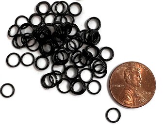 Black 6 mm Jump Rings Brass Jewelry Findings with Electroplated Finish 30 pieces