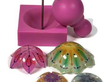 Shrink plastic  bead making large domed mold