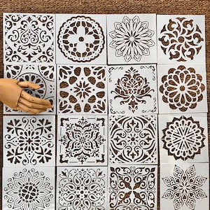 16 plastic tile pattern stencils