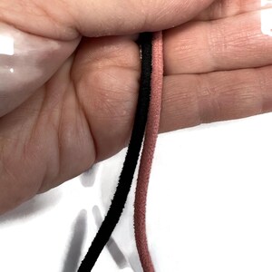 3 yards ,round faux suede cord pink or black