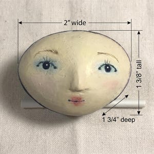 Small Plaster Doll Head Hand-Painted Face for Art Making 2 inches wide