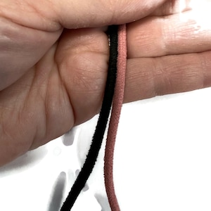 2 yards , faux round suede cord, 3mm , choose pink or black