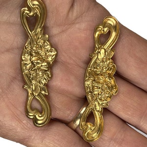 2,  fancy brass stamped  filigree component