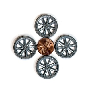 Toy Spoked Metal  Wheels  1 inch Vintage Style Zinc  Miniature Craft Supply (Set of 4)