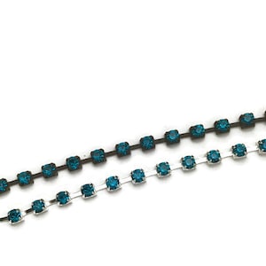 1 voet: bekerketting met blauwe strassteentjes, klasse A sieraden met strassteentjes