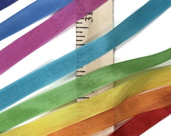 16 yards- Ribbon colorful  mix, rayon  seam binding