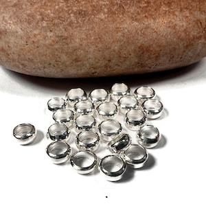 20 perline grandi in ottone rivestite in argento