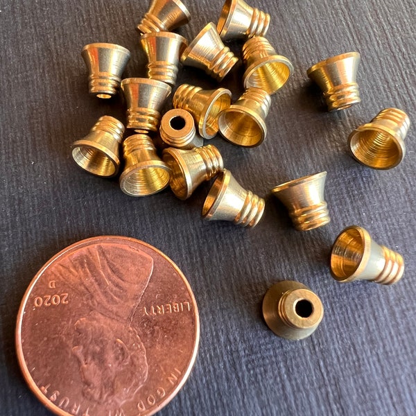 20 , Cone bead caps  solid raw brass