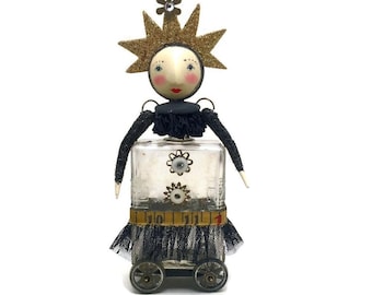 Altered Doll Mixed Media Kit, Vintage Bottle Art Class, Julie Haymaker Designs