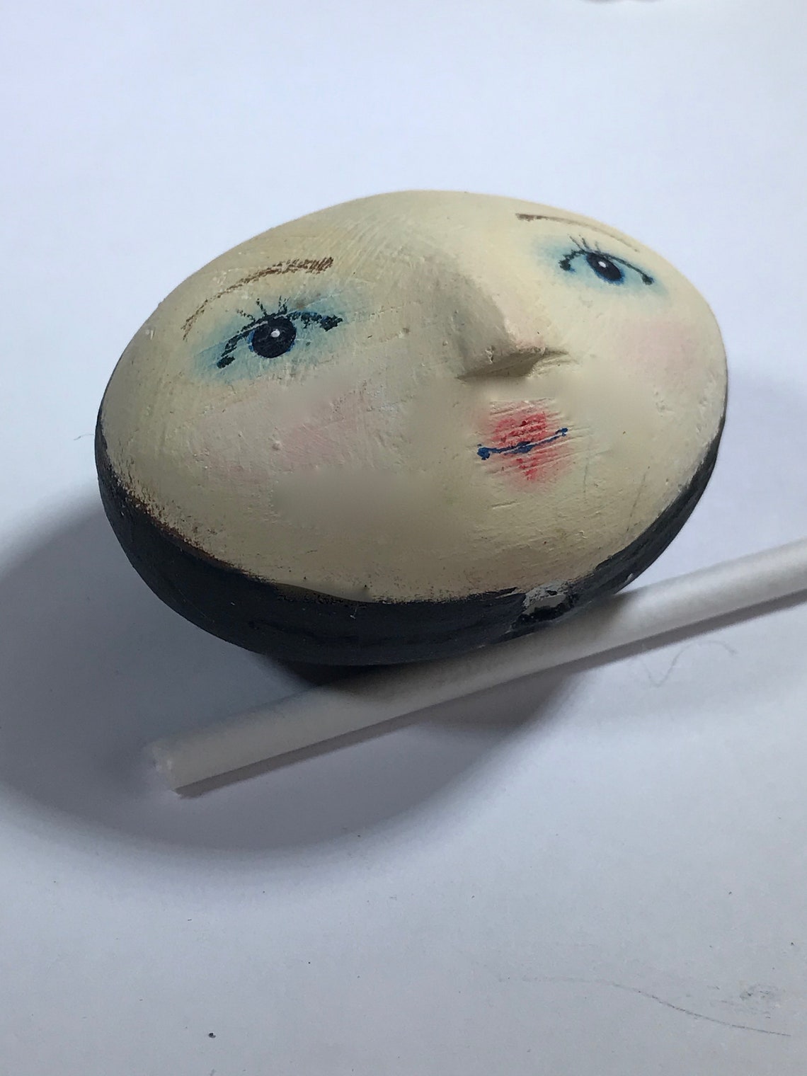 Handmade hand painted oval plaster doll head by julie Etsy