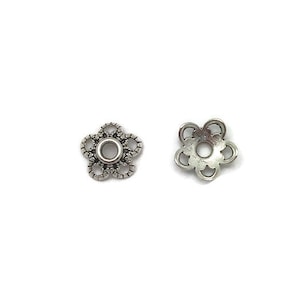 30 -filigree flower bead cap silver 12 mm