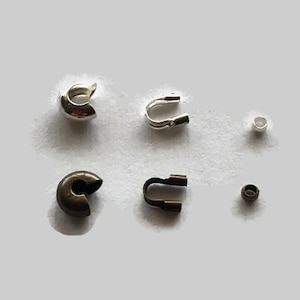90 piece set- wire terminator set for bead stringing  , wire protector guard , crimp bead, clamshell crimp cover.