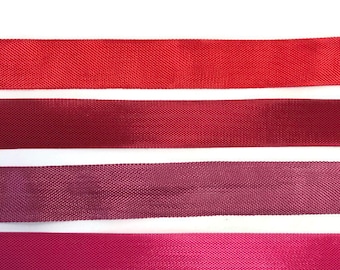 8 yards -red rayon woven edge ribbon,  seam binding