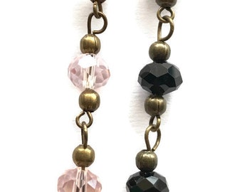 Rosenkranz Kette, schwarze Perle oder rosa Perle,