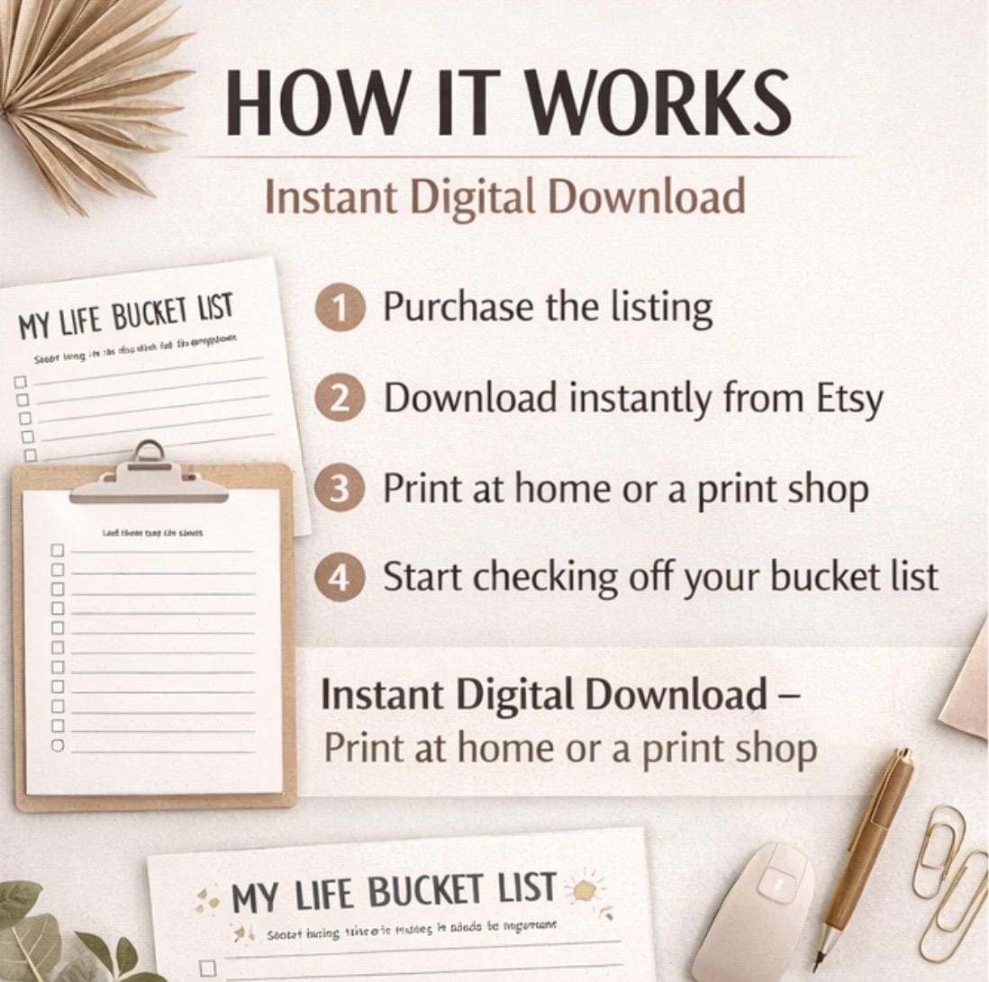 Bucket List Printable Bundle | Life Goals Planner | Dream List ...