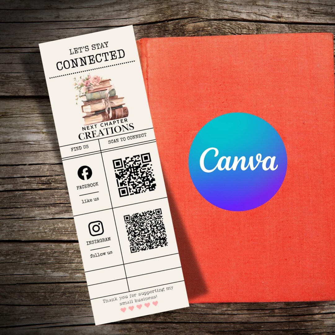 Library Card Inspired QR Bookmark Template | Editable Canva Download - Etsy