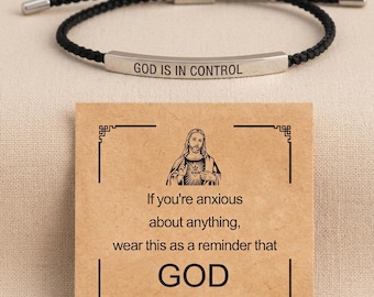 Bracelet tressé Dieu le contrôle, cadeau pour la foi religieuse chrétienne, bijoux pour le soulagement de l'anxiété spirituelle