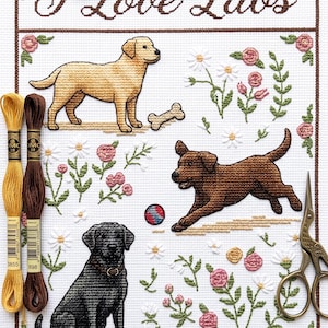 Animal Lover Labrador Retriever Cross Stitch Pattern | Pet Adoption Dog Owner Walker Gift Stocking Stuffer Instant Download Chart PDF