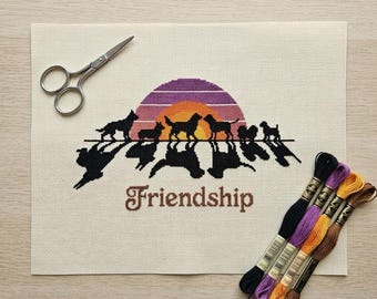 Modèle de point de croix pour amoureux des chiens | Echantillonneur de broderie de décoration d'intérieur teckel | Modèle PDF du tableau commémoratif pour animaux de compagnie en téléchargement numérique