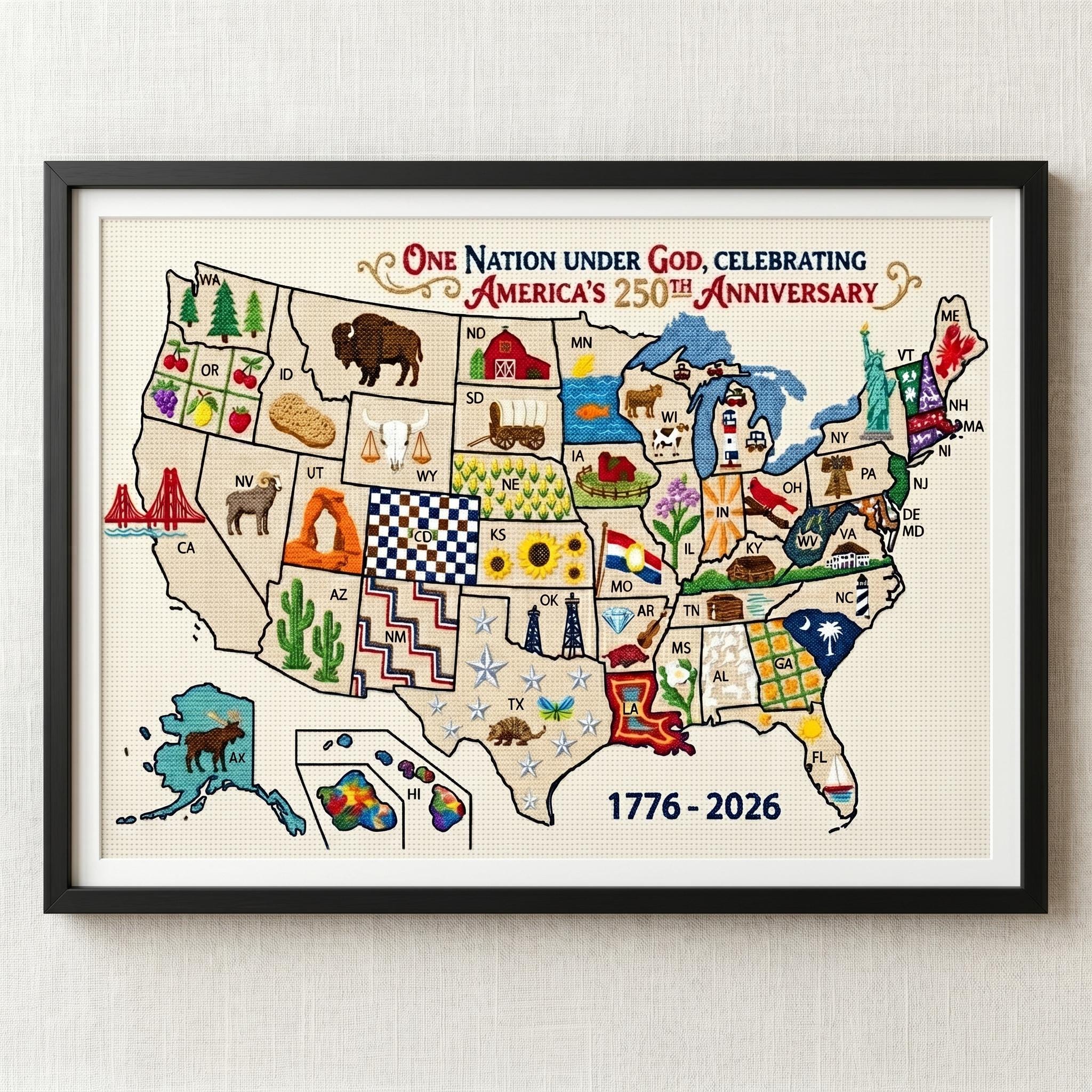 Cross stitch us map - Etsy 日本