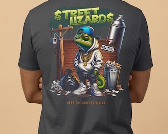 Streetwear Lizard Graphic Tee, Street Lizards Shirt, Urban Frog T-Shirt, Graffiti Style Tee, Hip Hop Animal Shirt, Trendy Gift