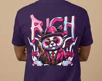 Rich Panda Streetwear Tee, Funny Panda Graphic Shirt, Hip Hop Panda T-Shirt, Urban Cartoon Tee, Cool Street Style Gift for Him