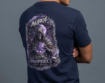 Dark Fantasy Graphic T-Shirt, Mystic Prophecy Streetwear Tee, Wizard Graphic Back Print Shirt, Gothic Tee, Urban Graphic Shirt, Nubra