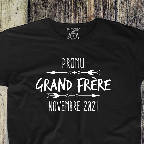 Promu Grand Frere  - personnalisé Shirt - français design - Pregnancy Announcement - Grand Frere Shirt - baby couche shirt- Big Brother Tee