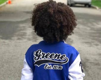 Custom Personalized Toddler Kids Youth Varsity Jacket - Made In Canada - Spring Jacket - Back to School Clothing - Monogrammed Jacket