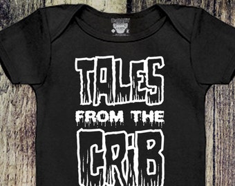 Tales from the Crib Baby Bodysuit, Spooky Season Bodysuit, Horror Baby Clothes, Funny Baby Bodysuit, Spooky Baby Announcement, Cute Baby Tee