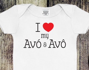 I Love My Avó and Avô bodysuit, Portuguese Grandparents, Avó & Avô Toddler T-shirt, Portuguese Grandma and Grandpa Newborn Baby Gift