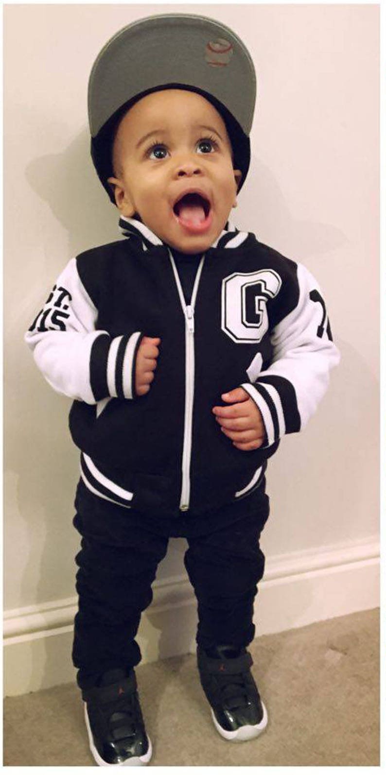 Newborn Baby Boy Jacket, Newborn Custom Jacket, Unique Baby Gift, Letterman Jacket, Urban Baby Jacket, Baby Shower Gift, Baby Keepsake Gift image 1