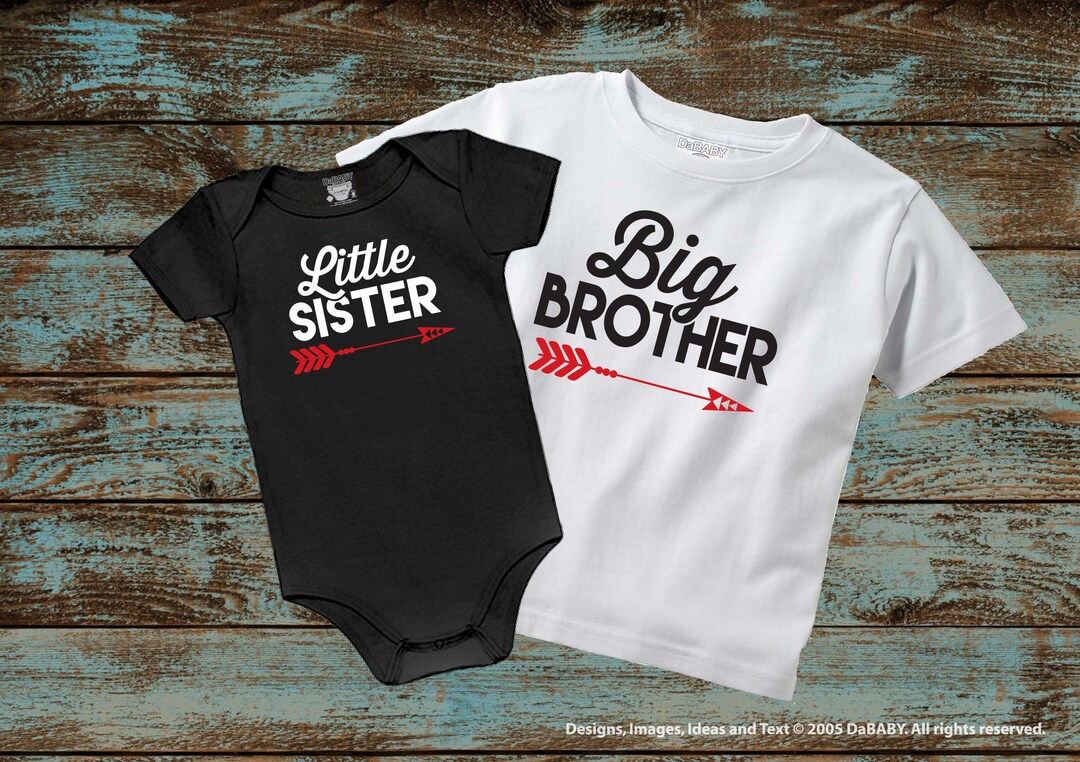 Dababy Matching Sibling Shirt Set, Big Brother Little Sister, Baby Announcement, image size:1080x762