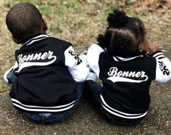 Matching Varsity Jacket for Siblings - Family Lettermen Jackets- Personalized Baby Girl Gift - Personalized Baby Boy Gift - Baby Shower Gift