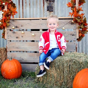 Personalized Baby Varsity Jacket: Keepsake Letterman Gift Red & White