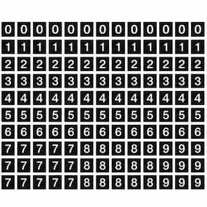 May include: A grid of black square tiles, each featuring a single white numeral. The rows display the numbers zero through seven, with the bottom three rows containing repeating sequences of seven, eight, and nine in a structured, uniform layout.