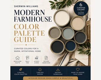 Guía de paleta de colores para casas de campo modernas / Tonos neutros cálidos de Sherwin Williams (Descarga digital)