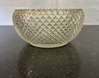 Vintage Cut Crystal Bowl Starburst Pattern Heavy Glass