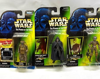 Star Wars Power of the Force Zuckuss, Garindan and 4-LOM Bounty Hunters Kenner MOC