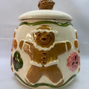 Vintage Gingerbread Man Cookie Jar Ceramic, LA  Pottery, USA