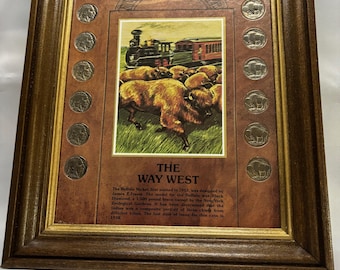 Framed "The Way West" Buffalo Nickel Coin Collection Art
