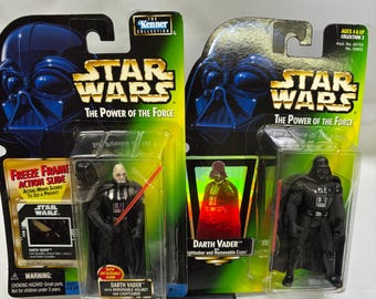 Star Wars Power of the Force Darth Vader 2 Separate Figures Removable Cape & Helmet Kenner MOC