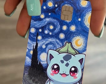 Custom fan art Pokémon bulbasaur starry night debit/credit card skin
