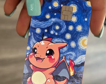 Custom fan art Pokémon Charzard starry night debit/credit skins