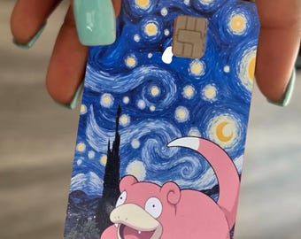 Custom fan art Pokémon Slowpoke starry night debit/credit skins