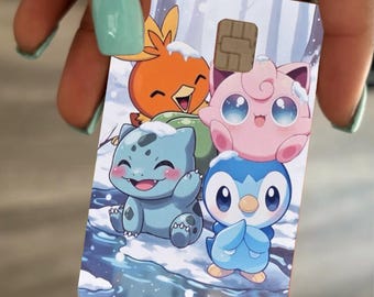 Custom fan art Pokémon collage of friends debit/credit card skin
