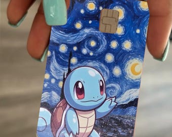 Custom Pokémon fan art Squirtle starry night debit/credit card skin