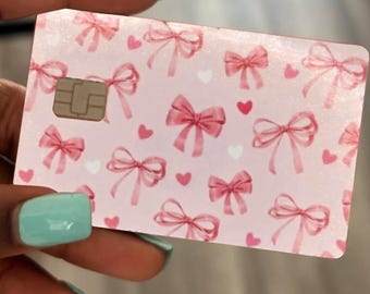 Lots of pink bows debit/credit card skins