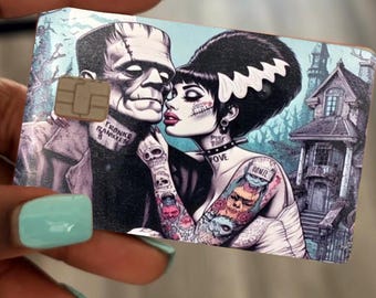 Custom bride of Frankenstein and Frankenstein debit/credit card skin